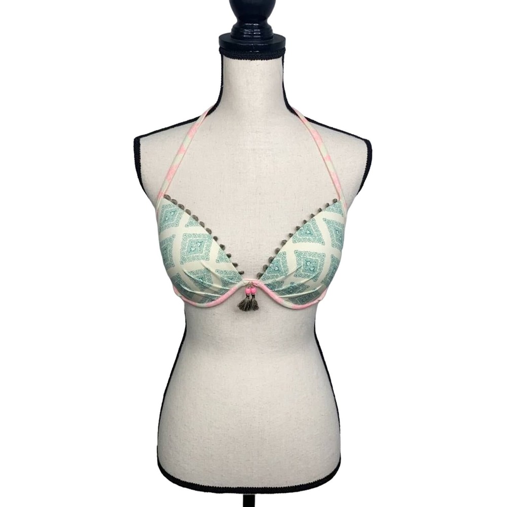 Victoria's Secret Mint Green Patterned Push-Up Bikini Top